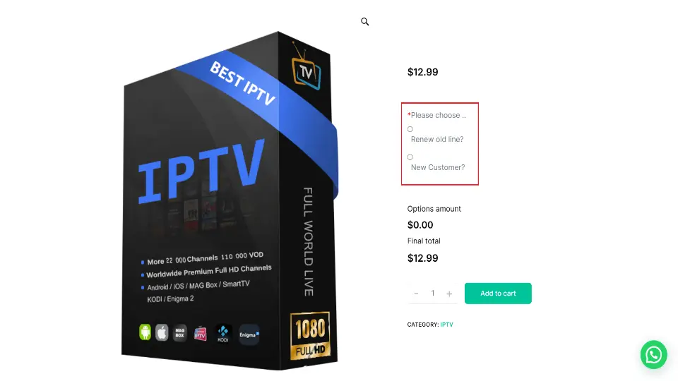 mom iptv add to cart