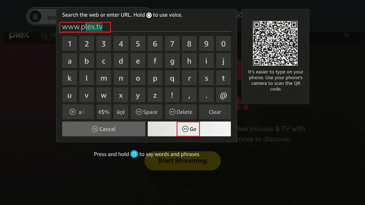 enter the url