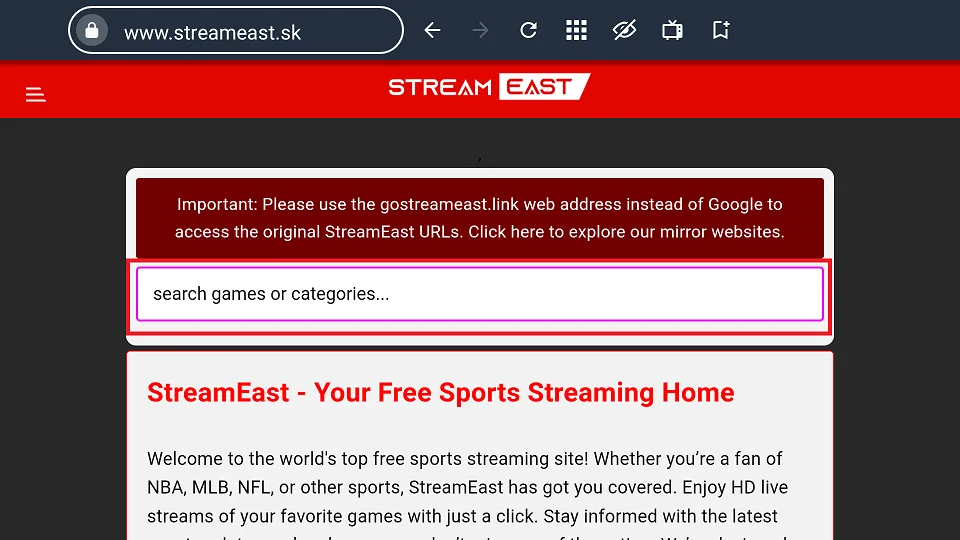 select search games or categories