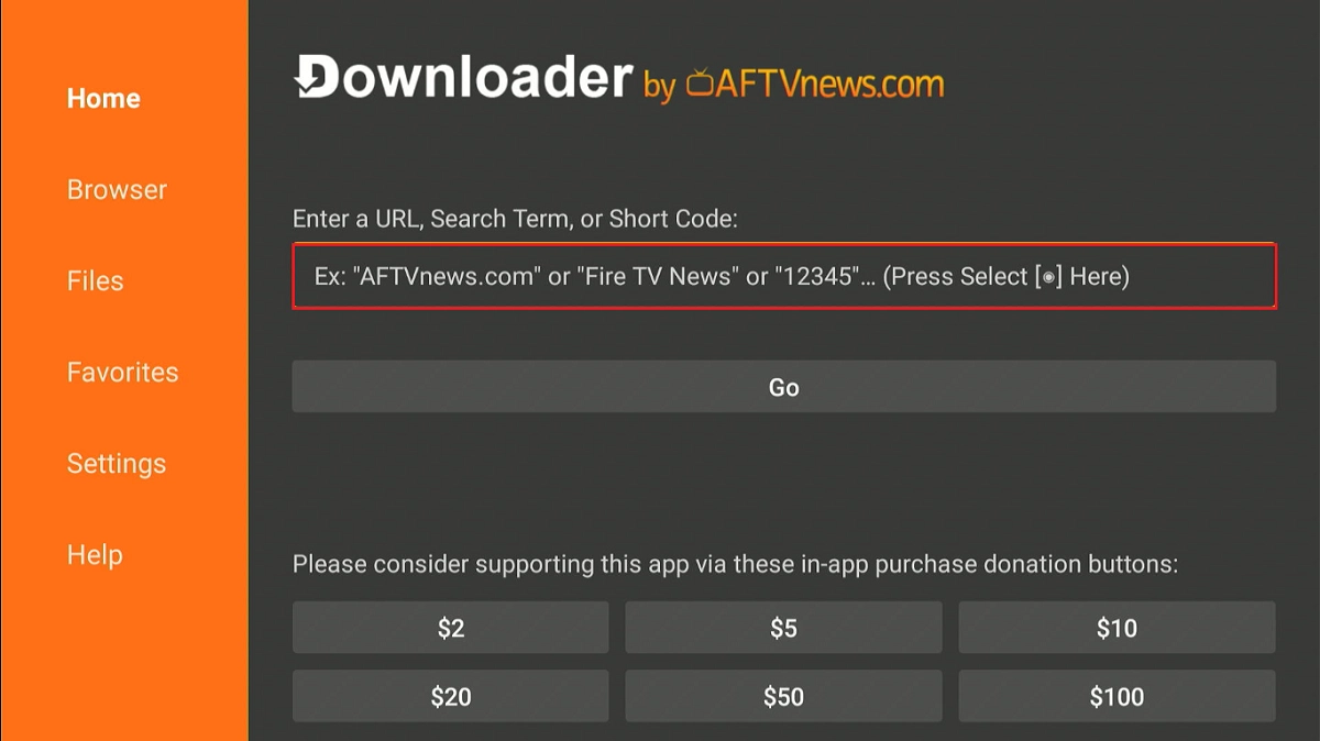select the url tab