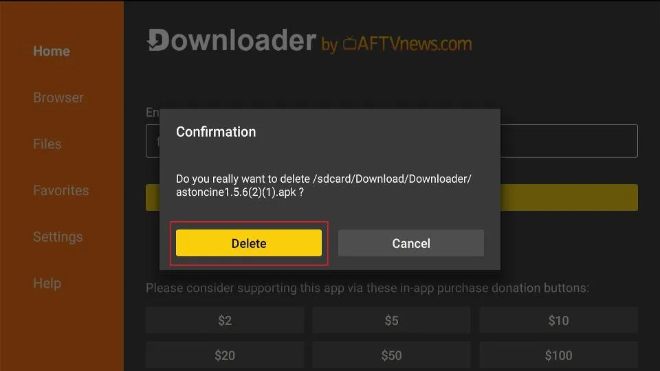 confirm delete