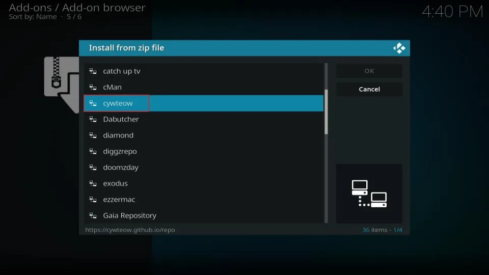install from zip file