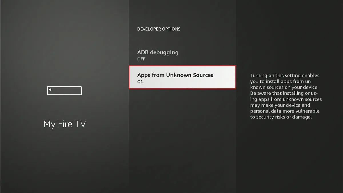 select apps from unknown sources