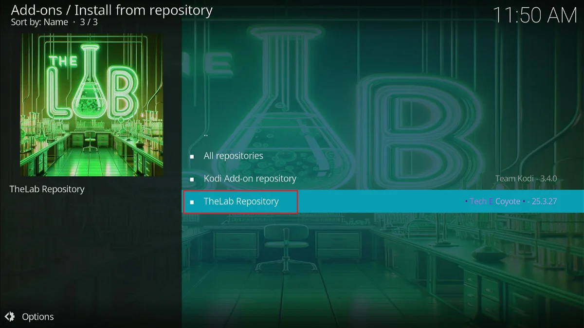 select the lab repository