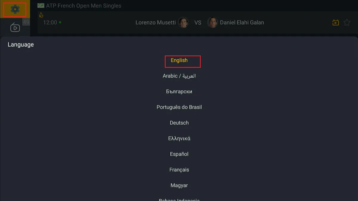 select language