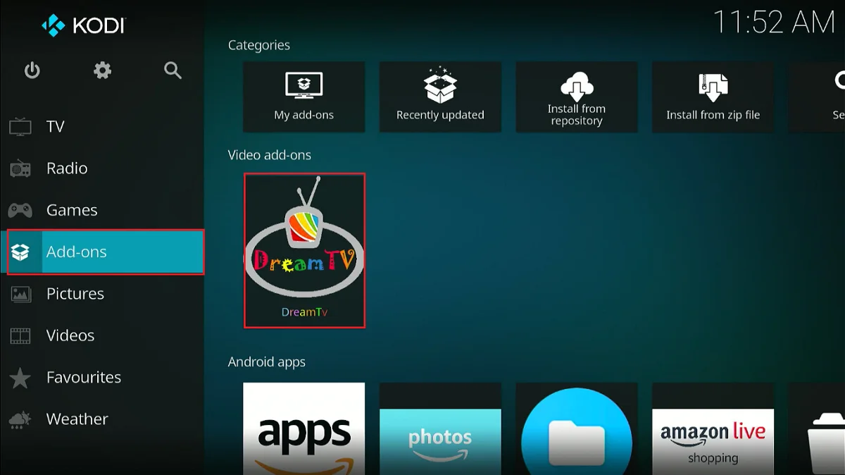 select addons dream tv