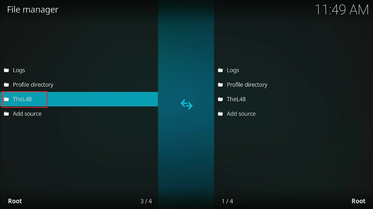 select the source from file manager