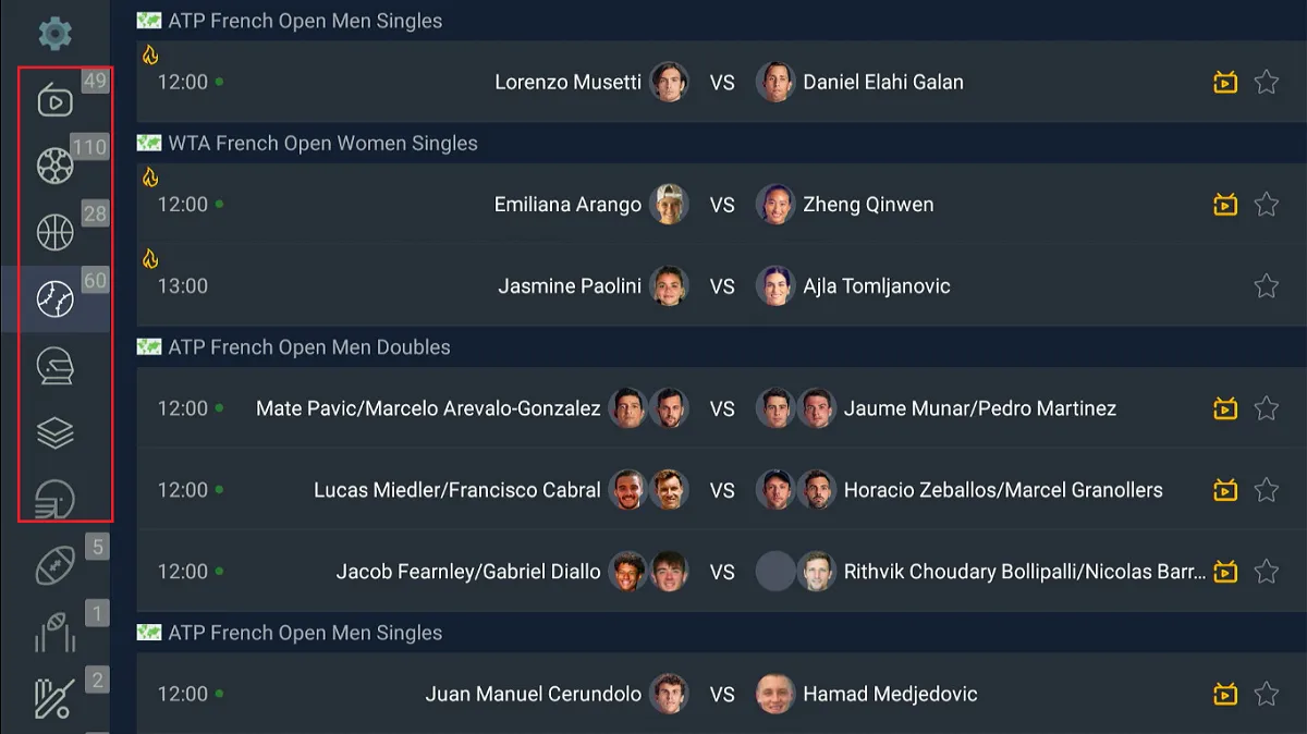 sports categories