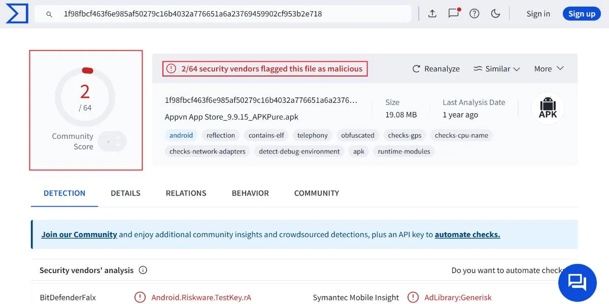 appvn virus scan