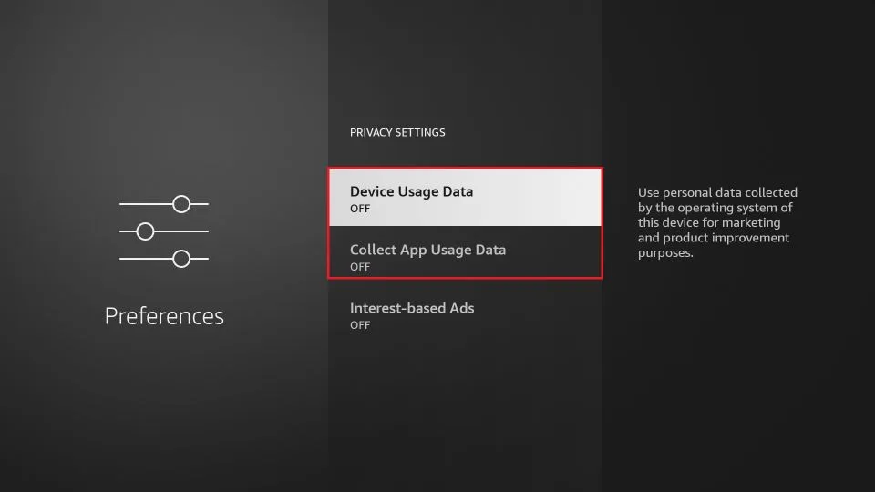 data settings