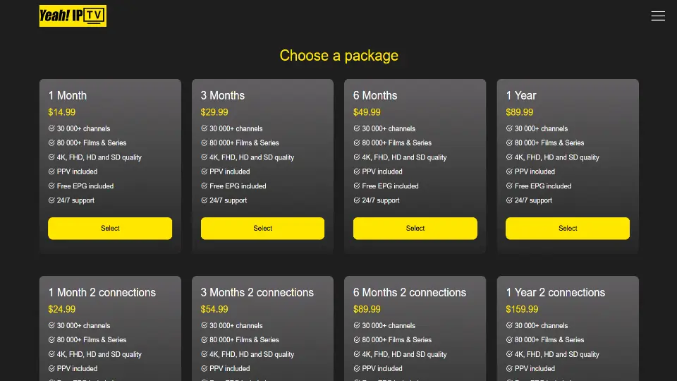 yeahiptv pricing