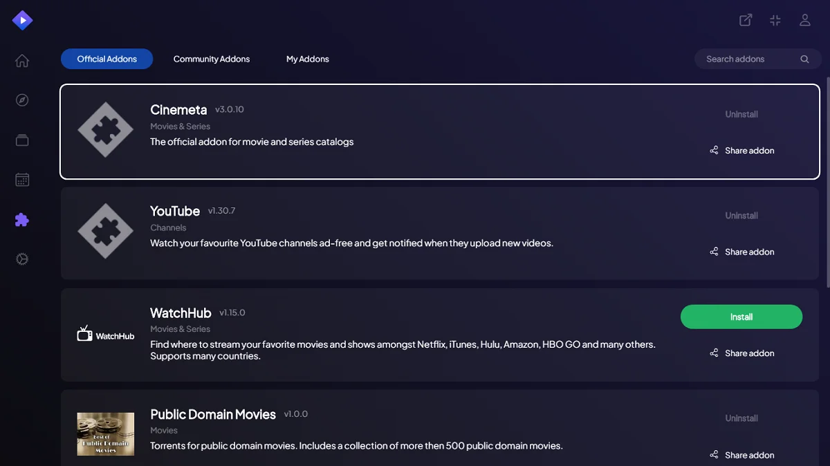 stremio homepage