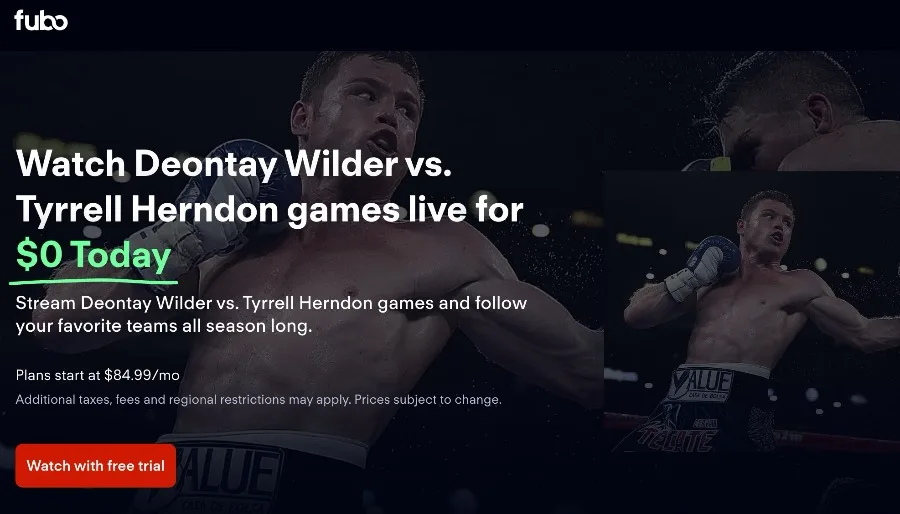 watch Wilder vs Herndon  on Fubo