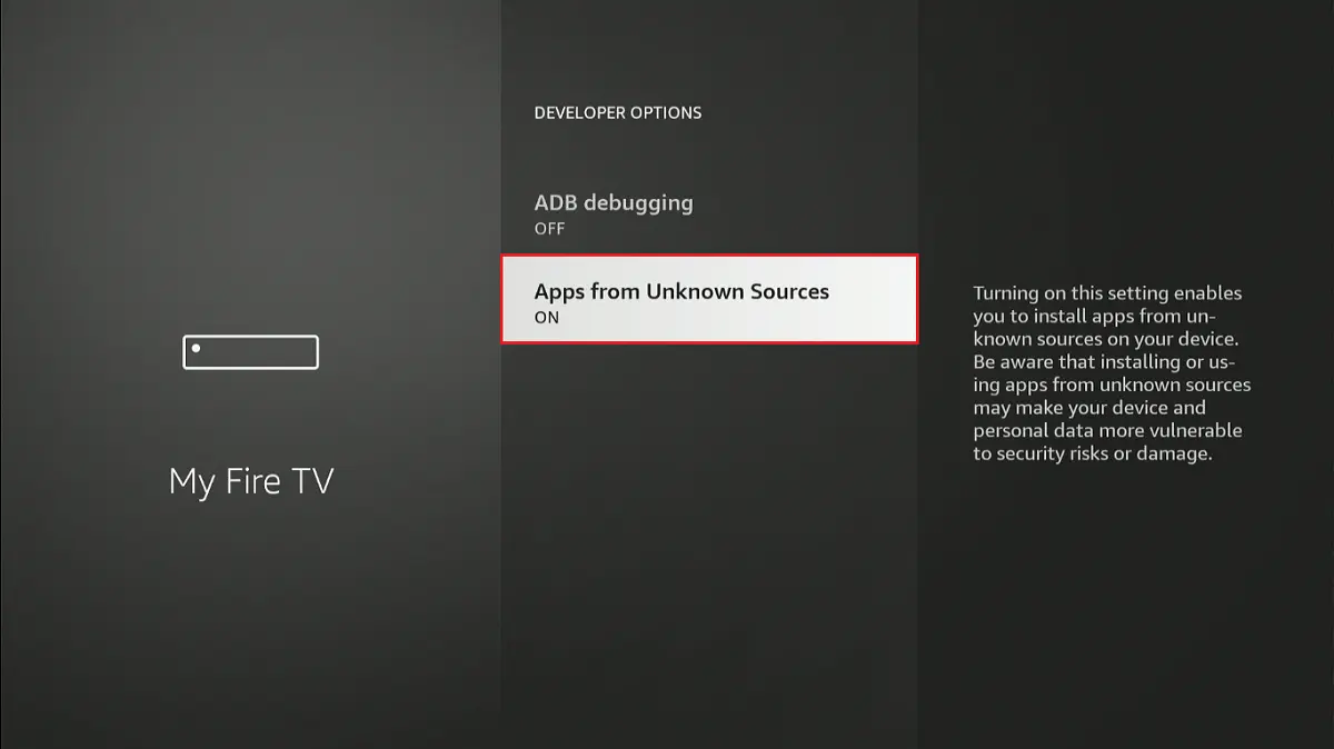 select apps from unknown sources