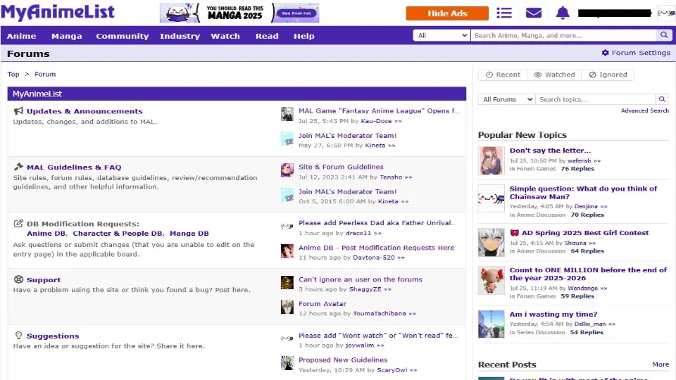 announcements tab