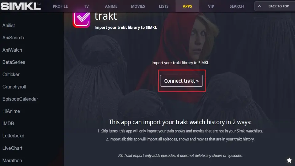 connect trakt