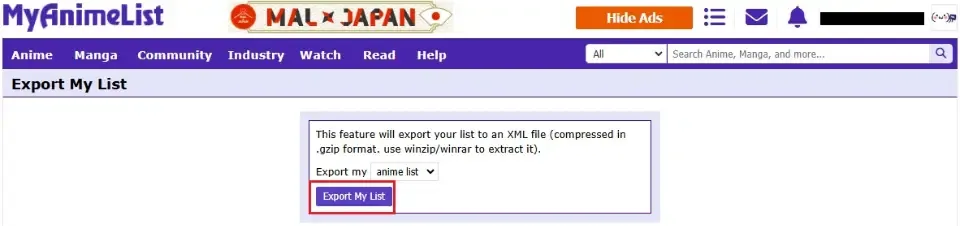 export my list