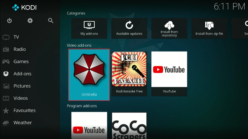 select umbrella addon