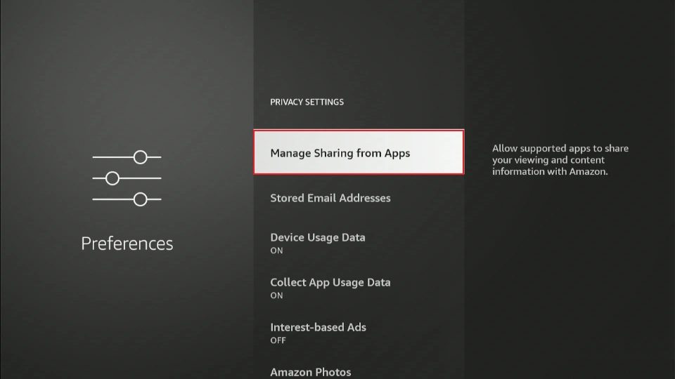 manage sharing from apps