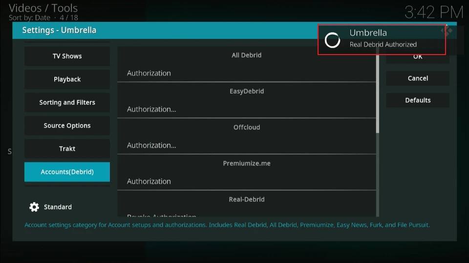 umbrella real debrid authorized