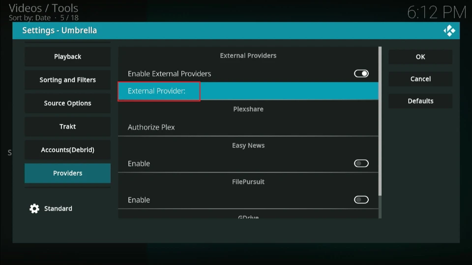 select external providers