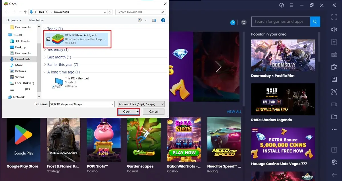 select the apk file