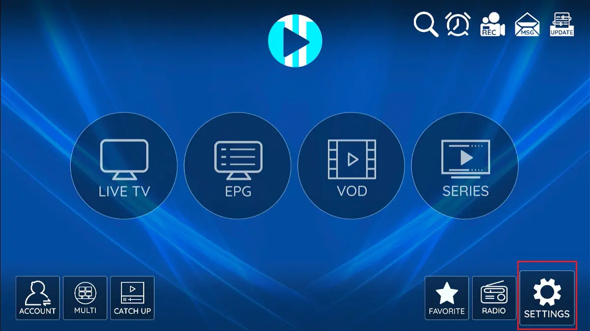 settings tab