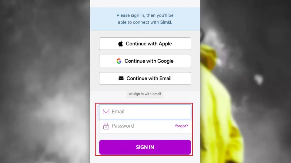 enter credentials