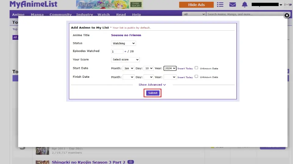 select submit