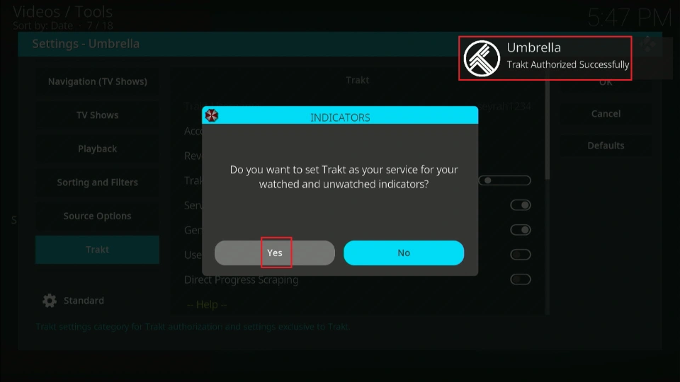 trakt authorized sucessful