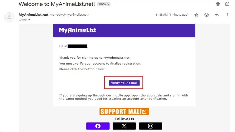 verify your email