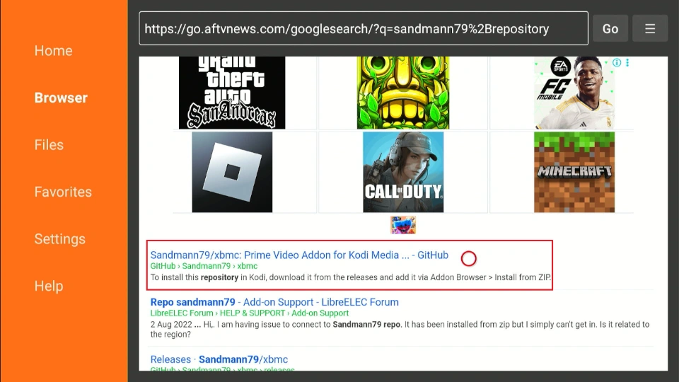 select the github link