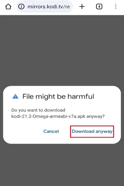 Select Download Anyway