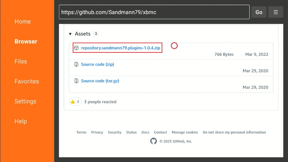select the plug in zip file