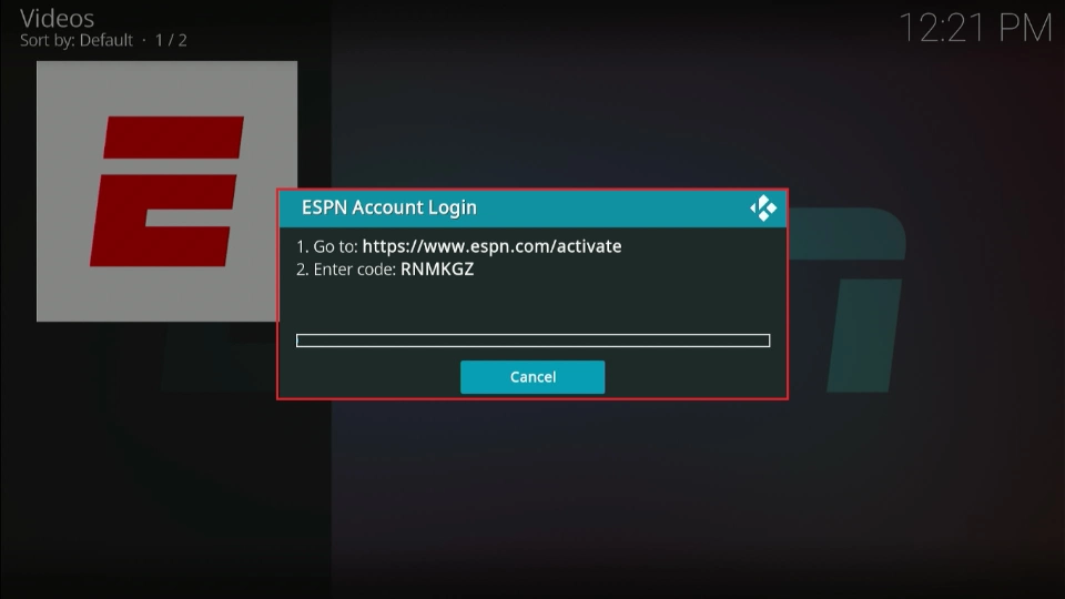 espn account log in code