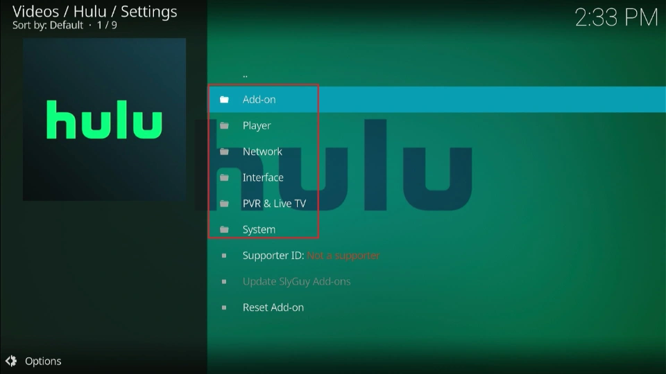 settings categories
