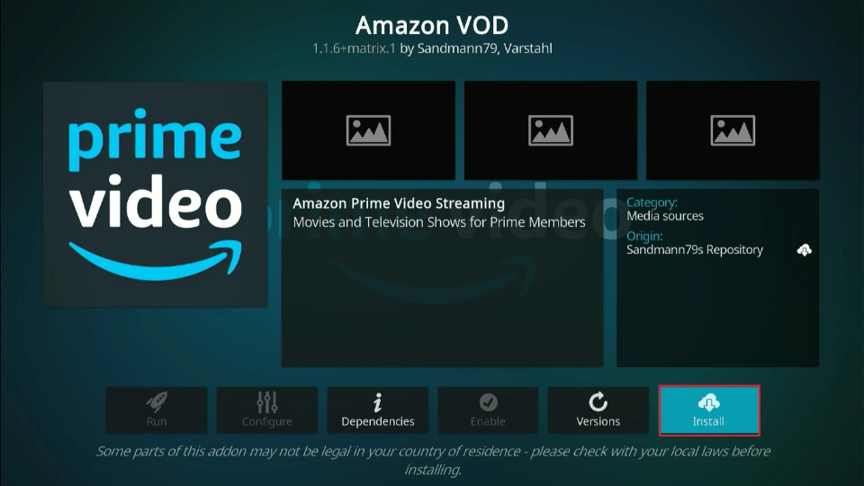 select install amazon vod