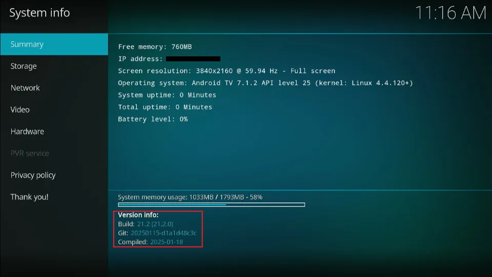 version info
