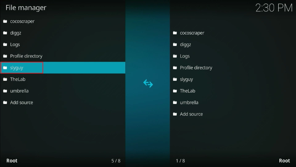 select from the file manager
