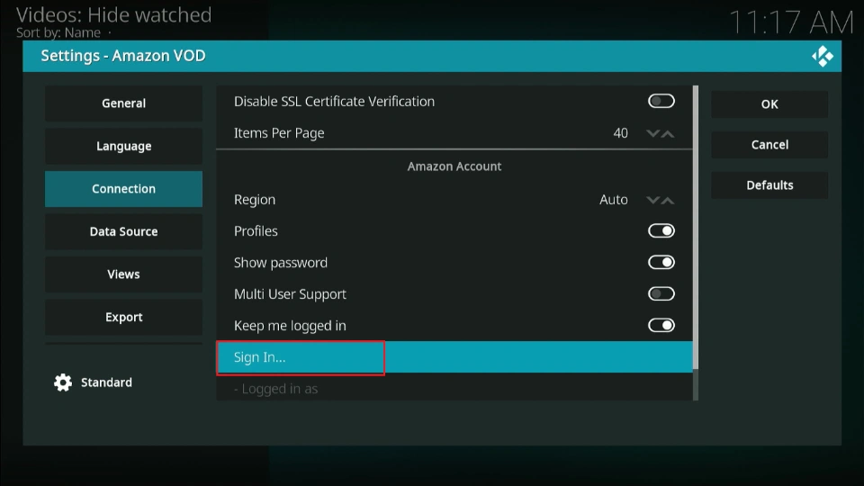 select sign in