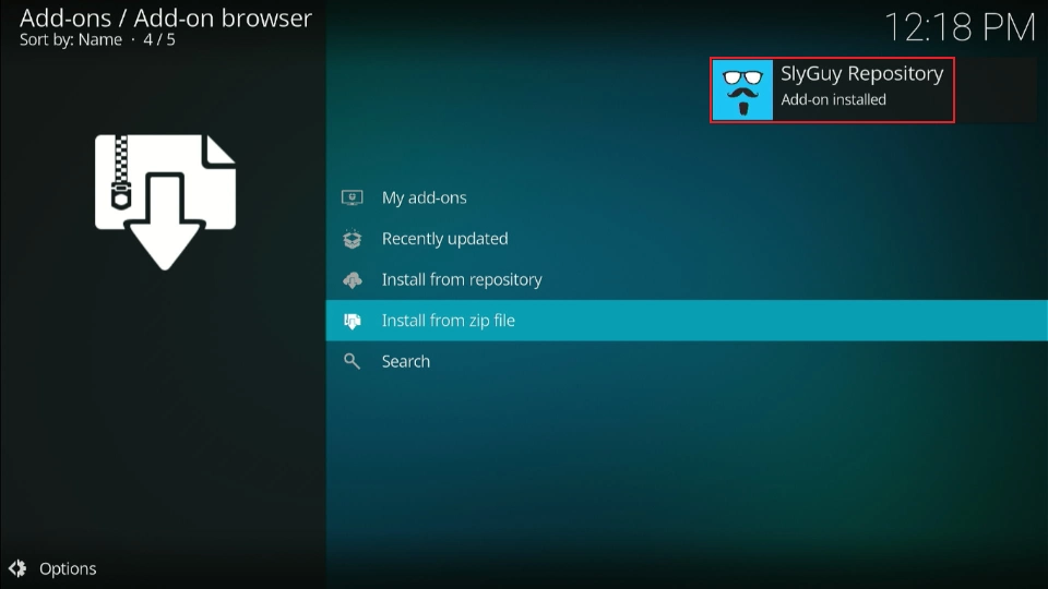 sly guy repo addon installed