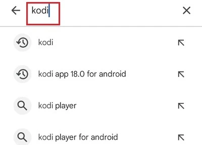 playstore - type kodi
