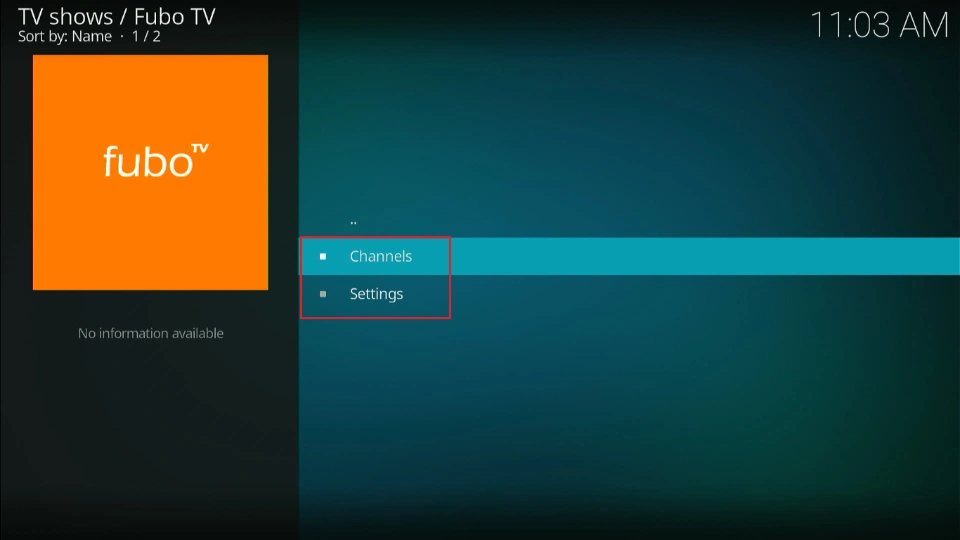 select channels and settings