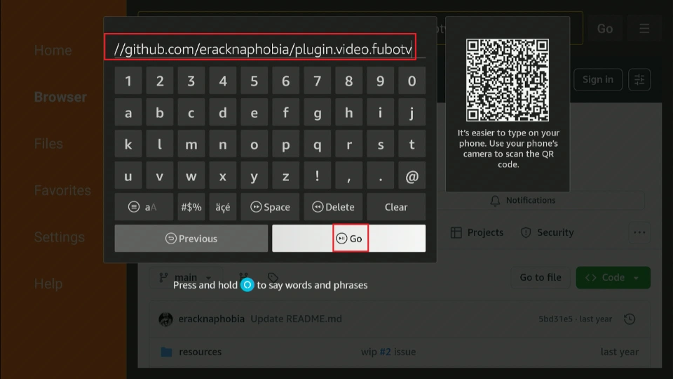 enter the url