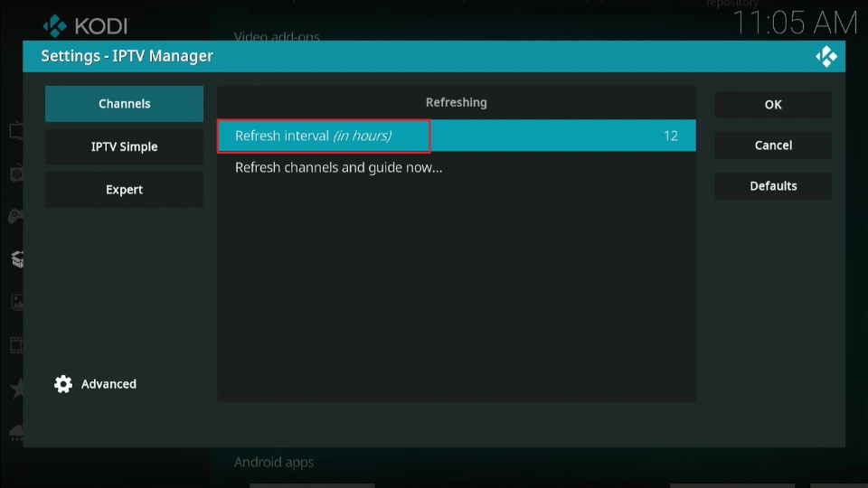 select refresh interval
