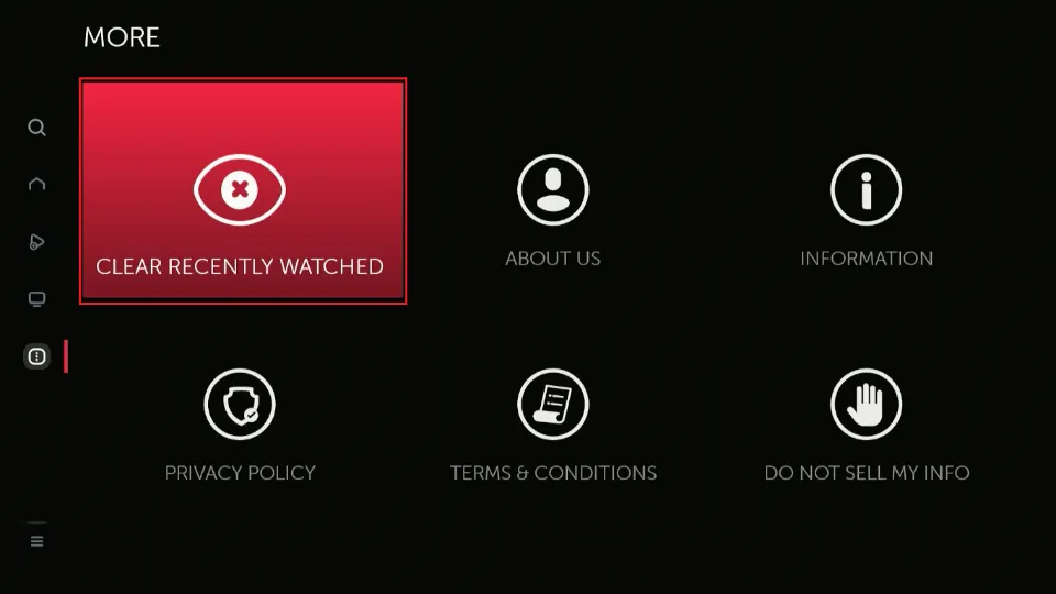 select clear recently watched video