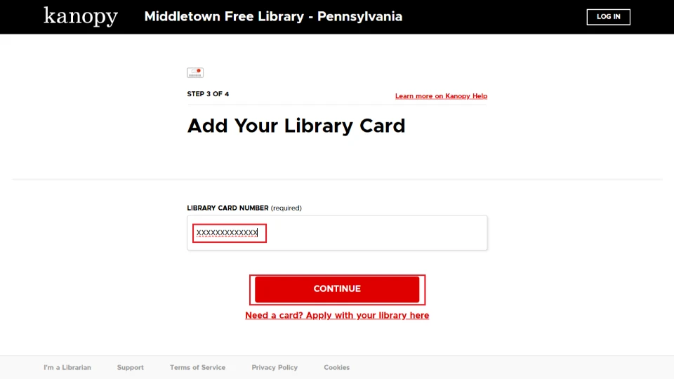 enter library card number