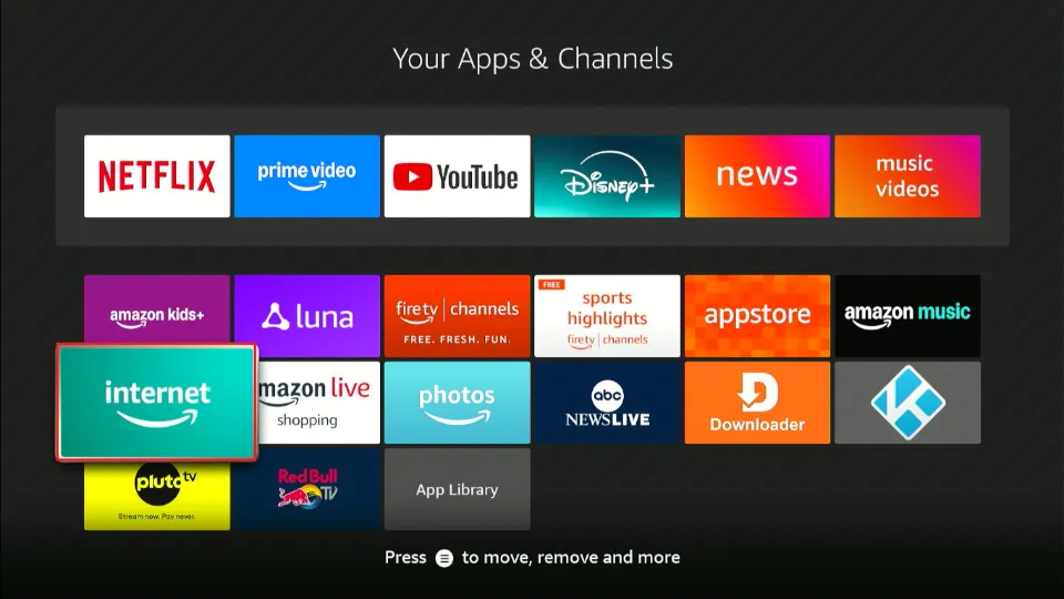 select the amazon silk browser tile