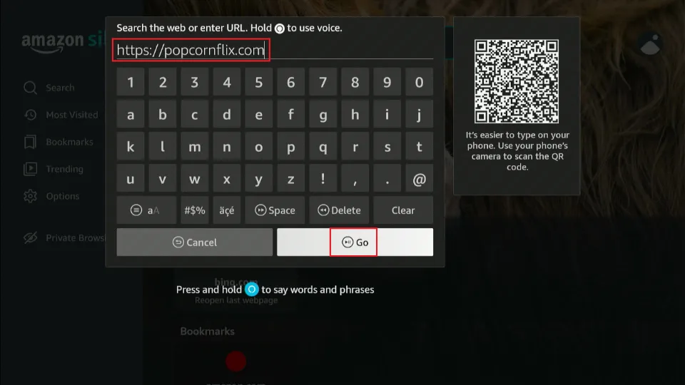 enter the popcornflix url