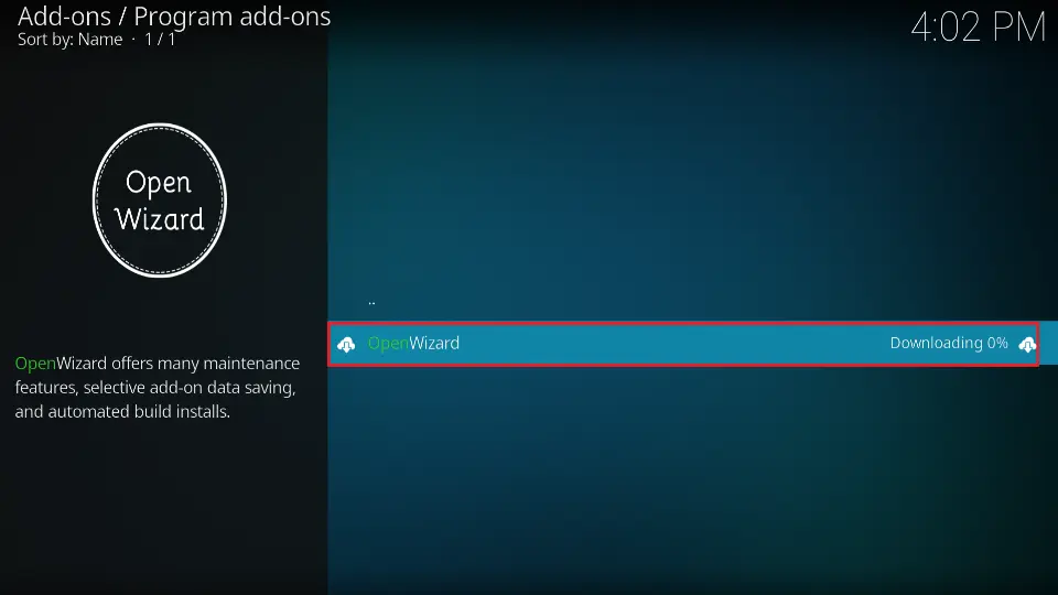 downloading open wizard